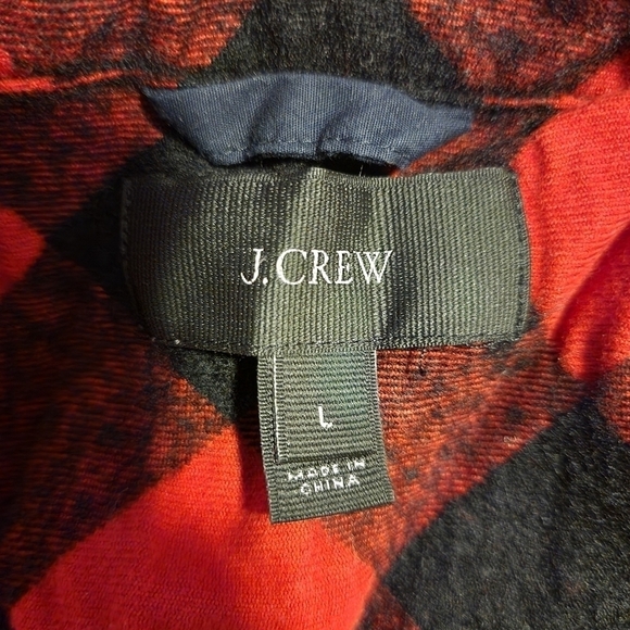J. CREW Shirt Jacket Pullover Buffalo Plaid Black Red Women's Large L Shacket - Picture 7 of 8